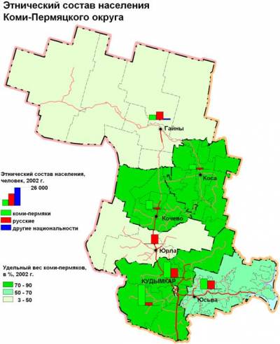 Карта коми пермяцкого округа с населенными пунктами